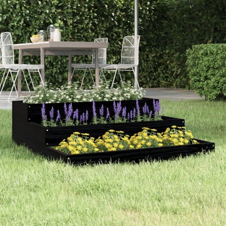 vidaXL Jardinera de madera maciza de pino negro 78x78x27 cm