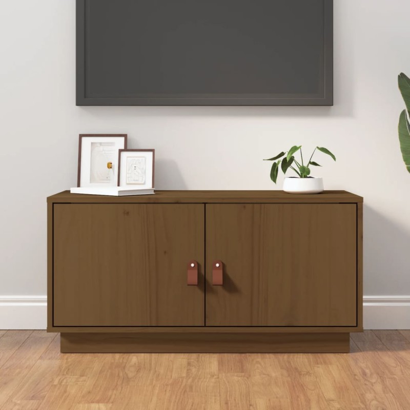 vidaXL Mueble de TV madera maciza de pino marrón miel 80x34x40 cm vidaXL Mueble de TV madera maciza de pino marrón miel 80x34x40 cm
