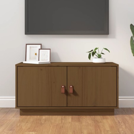 vidaXL Mueble de TV madera maciza de pino marrón miel 80x34x40 cm