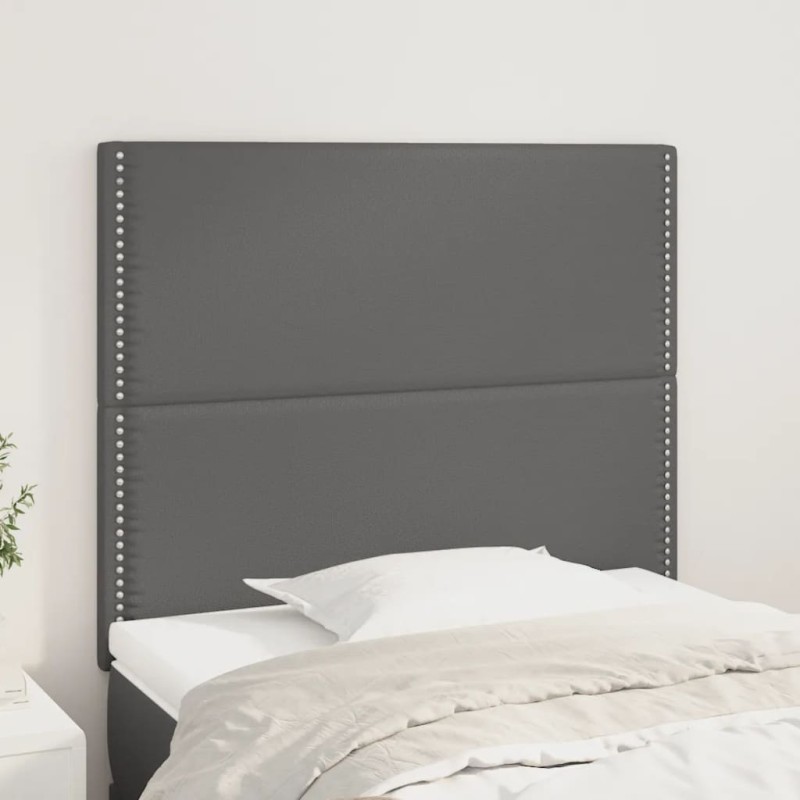 vidaXL Cabeceros 2 unidades de cuero sintético gris 90x5x78/88cm vidaXL Cabeceros 2 unidades de cuero sintético gris 90x5x78/88cm