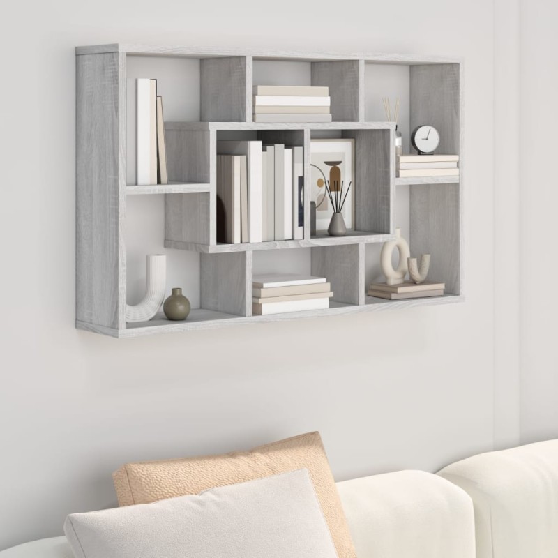 vidaXL Estantería de pared contrachapada gris Sonoma 85x16x52,5 cm vidaXL Estantería de pared contrachapada gris Sonoma 85x16x52,5 cm