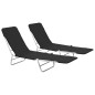 vidaXL Tumbonas plegables 2 unidades acero y tela negras vidaXL Tumbonas plegables 2 unidades acero y tela negras