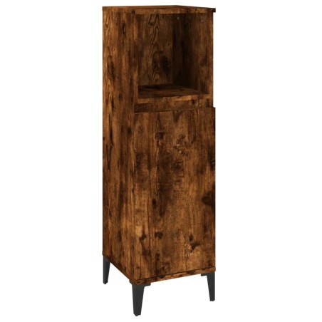 vidaXL Armario de baño madera contrachapada roble ahumado 30x30x100 cm
