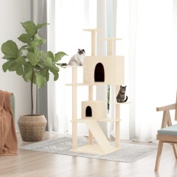 vidaXL Rascador para gatos con postes de sisal crema 153 cm