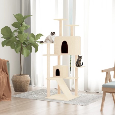 vidaXL Rascador para gatos con postes de sisal crema 153 cm