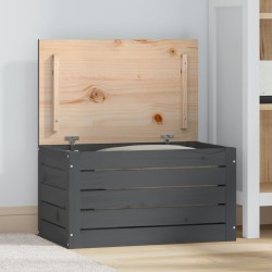 vidaXL Caja de almacenaje madera maciza de pino gris 59,5x36,5x33 cm