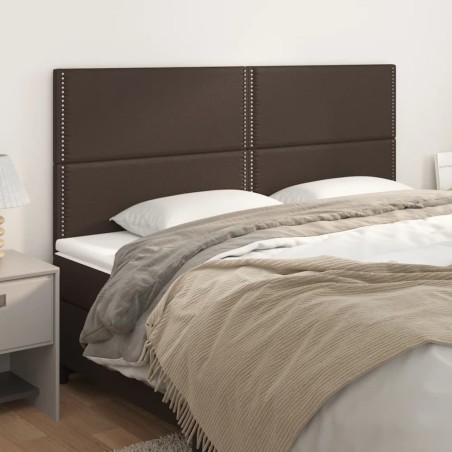 vidaXL Cabeceros 4 unidades de cuero sintético marrón 90x5x78/88 cm