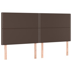 vidaXL Cabeceros 4 unidades de cuero sintético marrón 90x5x78/88 cm