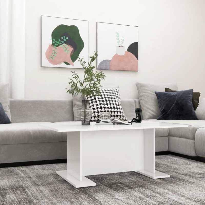 vidaXL Mesa de centro de madera contrachapada blanco 103,5x60x40 cm