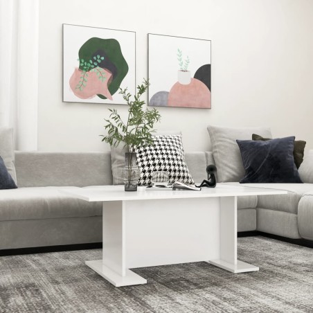 vidaXL Mesa de centro de madera contrachapada blanco 103,5x60x40 cm