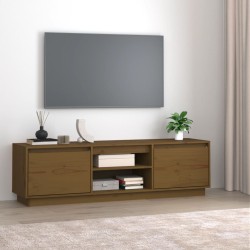 vidaXL Mueble de TV madera maciza de pino marrón miel 140x35x40 cm