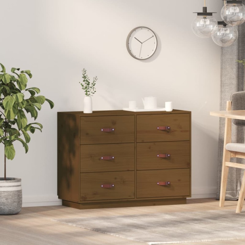 vidaXL Aparador de madera maciza de pino marrón miel 100x40x75 cm vidaXL Aparador de madera maciza de pino marrón miel 100x40x75 cm