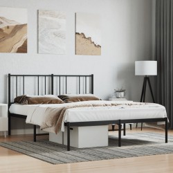 vidaXL Estructura de cama con cabecero metal negro 140x190 cm