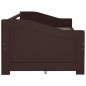 vidaXL Sofá cama 3 plazas cajones pino macizo marrón oscuro 90x200 cm vidaXL Sofá cama 3 plazas cajones pino macizo marrón oscuro 90x200 cm