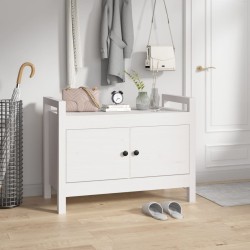 vidaXL Banco de recibidor madera maciza de pino blanco 80x40x60 cm