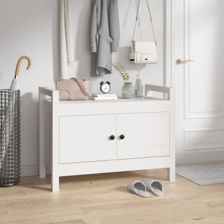 vidaXL Banco de recibidor madera maciza de pino blanco 80x40x60 cm
