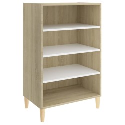 vidaXL Aparador madera contrachapada blanco y roble Sonoma 57x35x90 cm