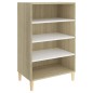 vidaXL Aparador madera contrachapada blanco y roble Sonoma 57x35x90 cm vidaXL Aparador madera contrachapada blanco y roble Sonoma 57x35x90 cm