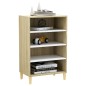 vidaXL Aparador madera contrachapada blanco y roble Sonoma 57x35x90 cm vidaXL Aparador madera contrachapada blanco y roble Sonoma 57x35x90 cm