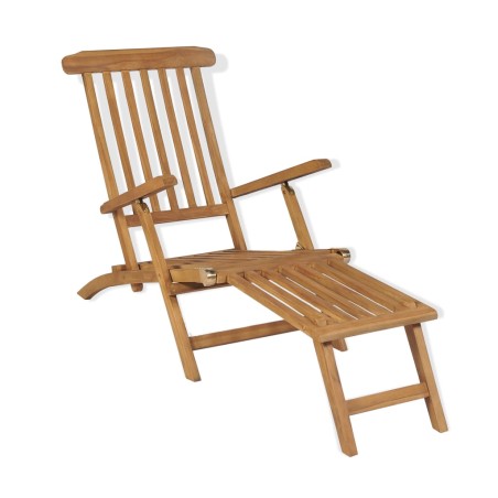 vidaXL Tumbona con reposapiés madera maciza de teca 
