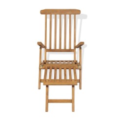 vidaXL Tumbona con reposapiés madera maciza de teca 
