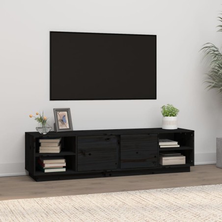 vidaXL Mueble de TV madera maciza de pino negro 156x40x40 cm