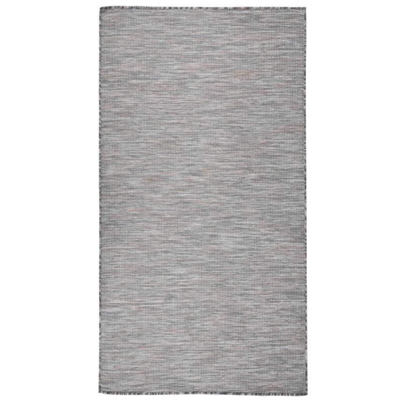vidaXL Alfombra de exterior de tejido plano marrón y azul 80x150 cm