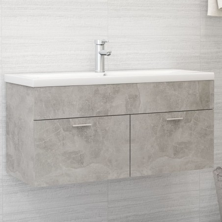 vidaXL Armario para lavabo contrachapada gris hormigón 100x38,5x46 cm