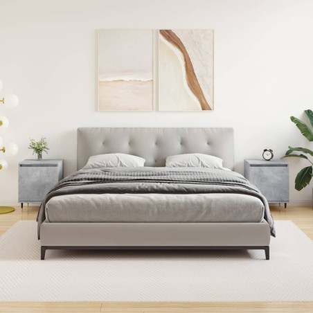 vidaXL Mesitas de noche 2 uds madera gris hormigón 40x30x50 cm