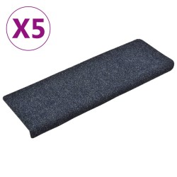 vidaXL Alfombrilla de escaleras 5 uds punzonada antracita 65x21x4 cm