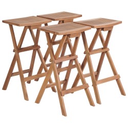 vidaXL Taburetes plegables de cocina 4 unidades madera de teca maciza 