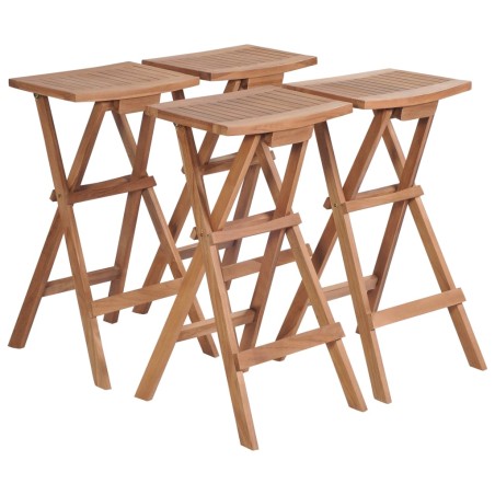 vidaXL Taburetes plegables de cocina 4 unidades madera de teca maciza 