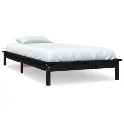 vidaXL Estructura de cama madera maciza de pino negra 90x200 cm