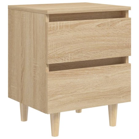 vidaXL Mesita de noche patas madera maciza roble Sonoma 40x35x50 cm