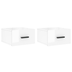 vidaXL Mesitas de noche de pared 2 uds blanco brillo 35x35x20 cm