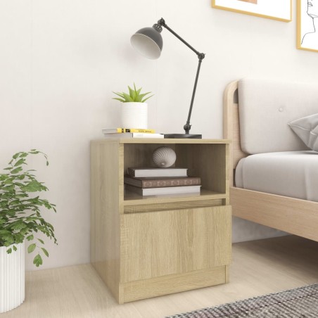vidaXL Mesitas de noche 2 uds contrachapada roble Sonoma 40x40x50 cm