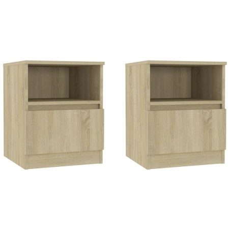vidaXL Mesitas de noche 2 uds contrachapada roble Sonoma 40x40x50 cm