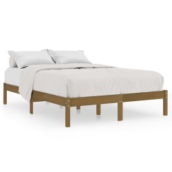 vidaXL Estructura de cama doble madera maciza marrón miel 120x190 cm