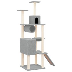 vidaXL Rascador para gatos con postes de sisal gris claro 168 cm