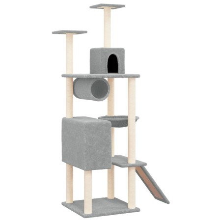 vidaXL Rascador para gatos con postes de sisal gris claro 168 cm