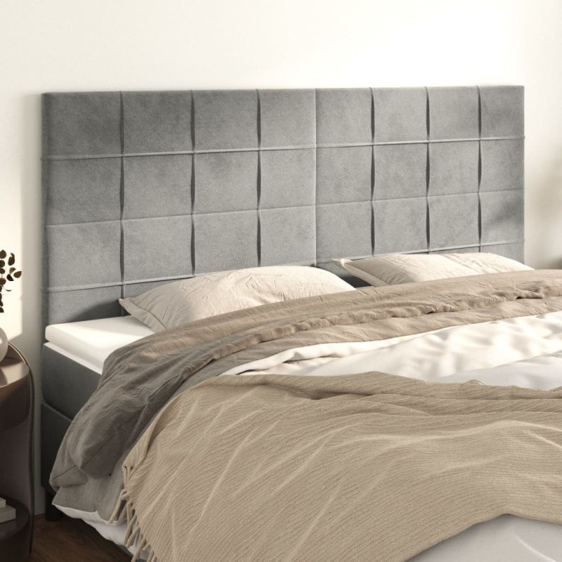 vidaXL Cabeceros 4 unidades de terciopelo gris claro 80x5x78/88 cm vidaXL Cabeceros 4 unidades de terciopelo gris claro 80x5x78/88 cm