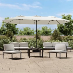 vidaXL Sombrilla doble blanco arena 449x245 cm