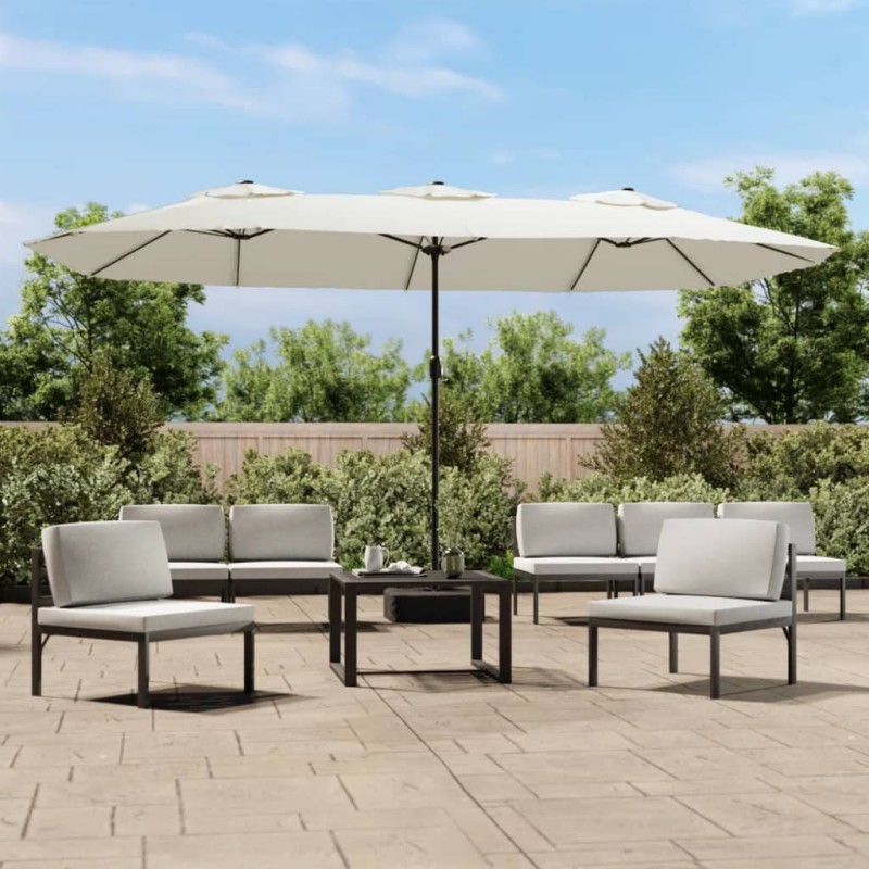 vidaXL Sombrilla doble blanco arena 449x245 cm vidaXL Sombrilla doble blanco arena 449x245 cm