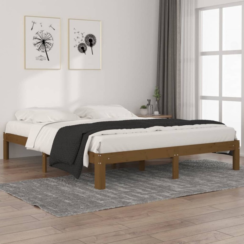 vidaXL Estructura de cama madera maciza pino marrón miel 160x200 cm vidaXL Estructura de cama madera maciza pino marrón miel 160x200 cm