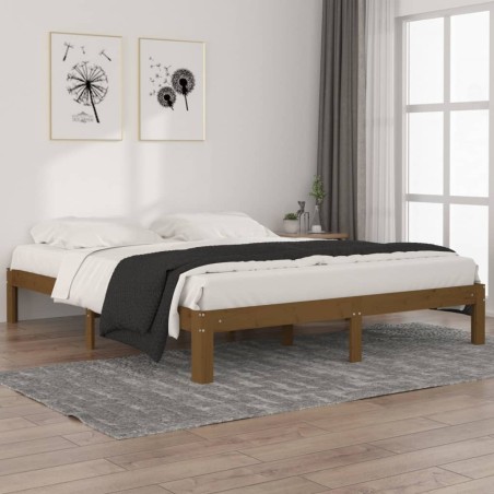 vidaXL Estructura de cama madera maciza pino marrón miel 160x200 cm