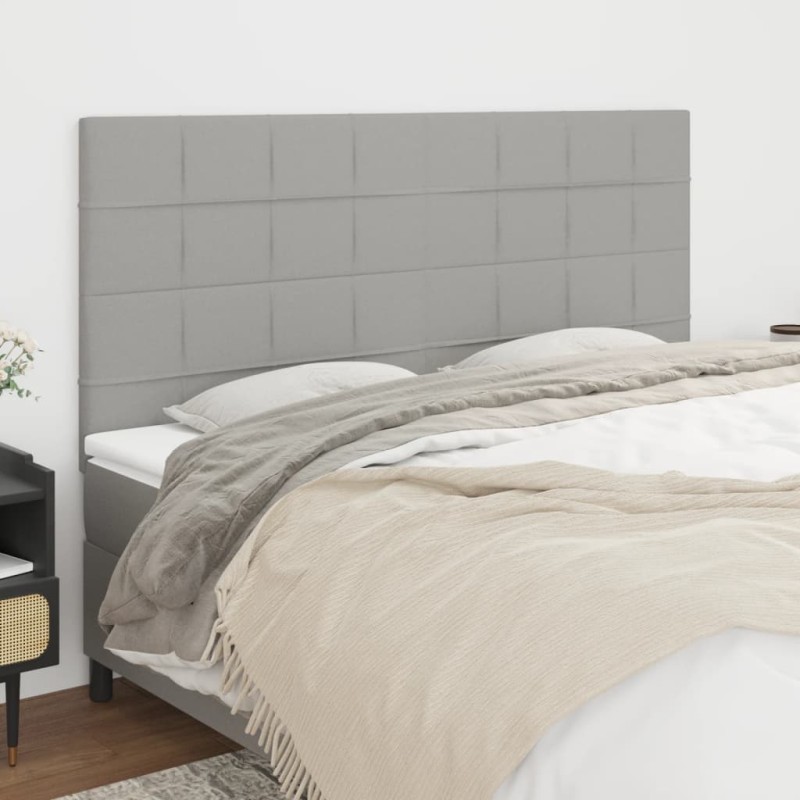 vidaXL Cabeceros 4 unidades de tela gris claro 90x5x78/88 cm vidaXL Cabeceros 4 unidades de tela gris claro 90x5x78/88 cm