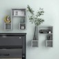 vidaXL Estantes de pared 2 uds contrachapado gris hormigón 50x15x50 cm