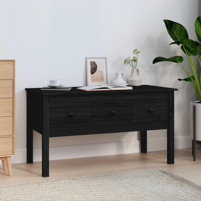 vidaXL Mesa de centro de madera maciza de pino negra 102x49x55 cm vidaXL Mesa de centro de madera maciza de pino negra 102x49x55 cm