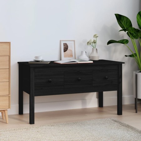 vidaXL Mesa de centro de madera maciza de pino negra 102x49x55 cm
