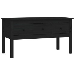 vidaXL Mesa de centro de madera maciza de pino negra 102x49x55 cm
